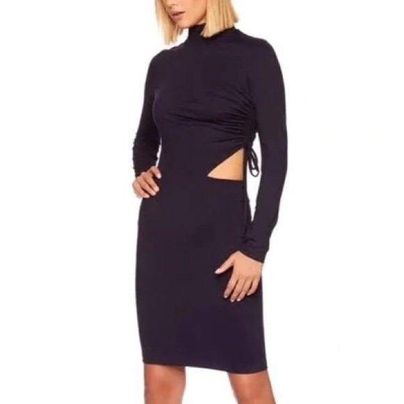 Susana Monaco Mock String Open Side Midi Dress in Black Size S NWT - Picture 1 of 7